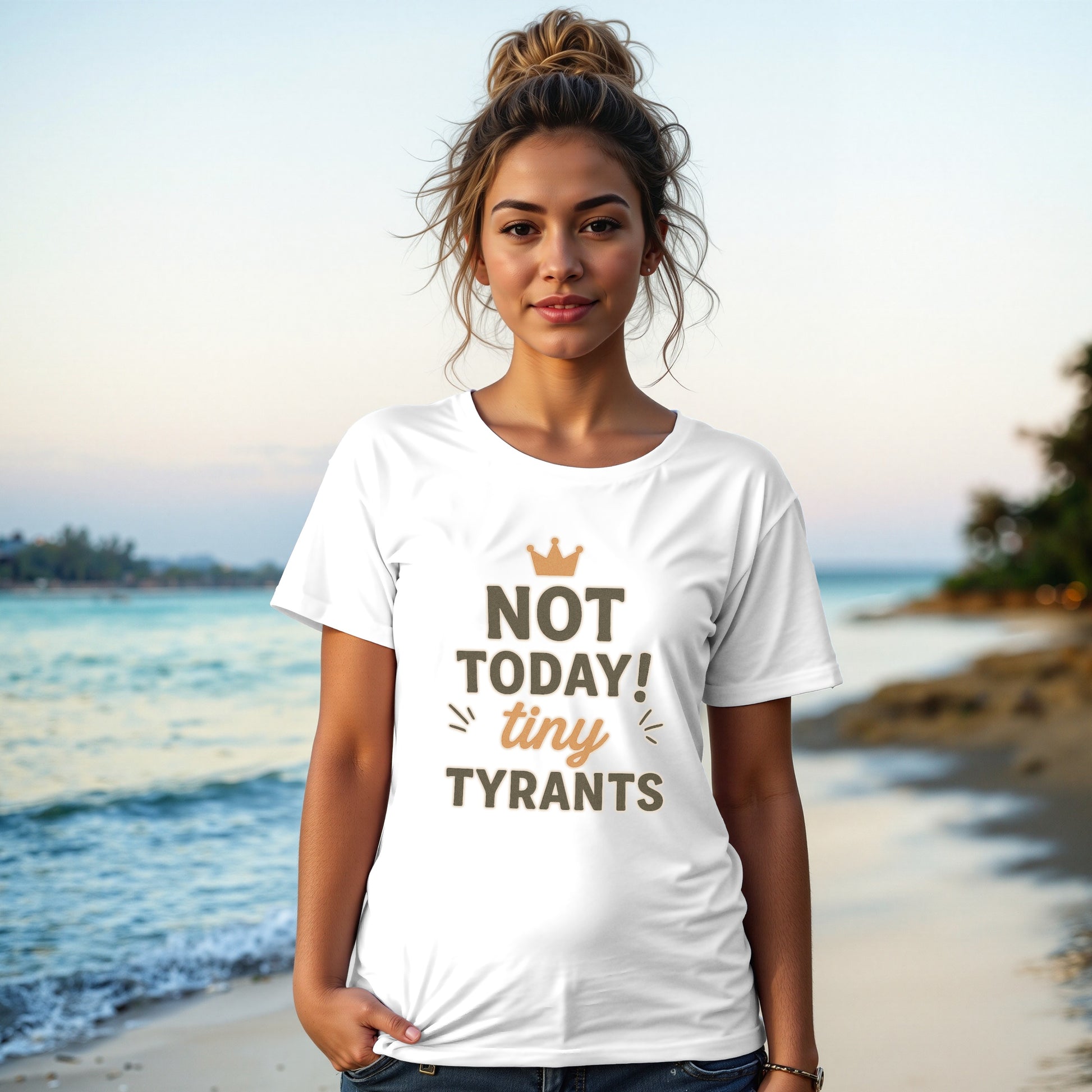 White- Not Today Tiny Tyrants Statement Tee