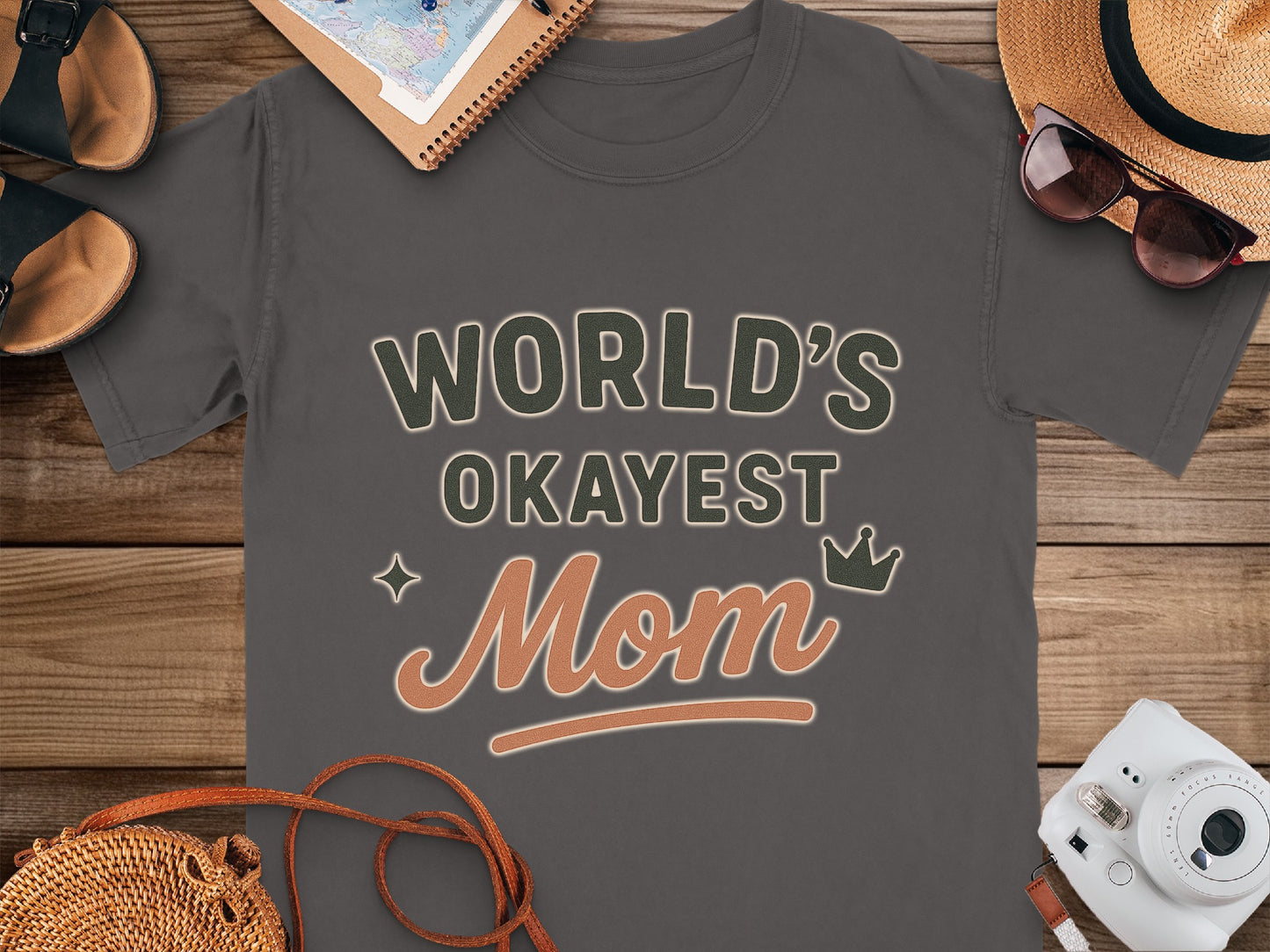 Graphite- World's Okayest Mom Graphic T-Shirt Product