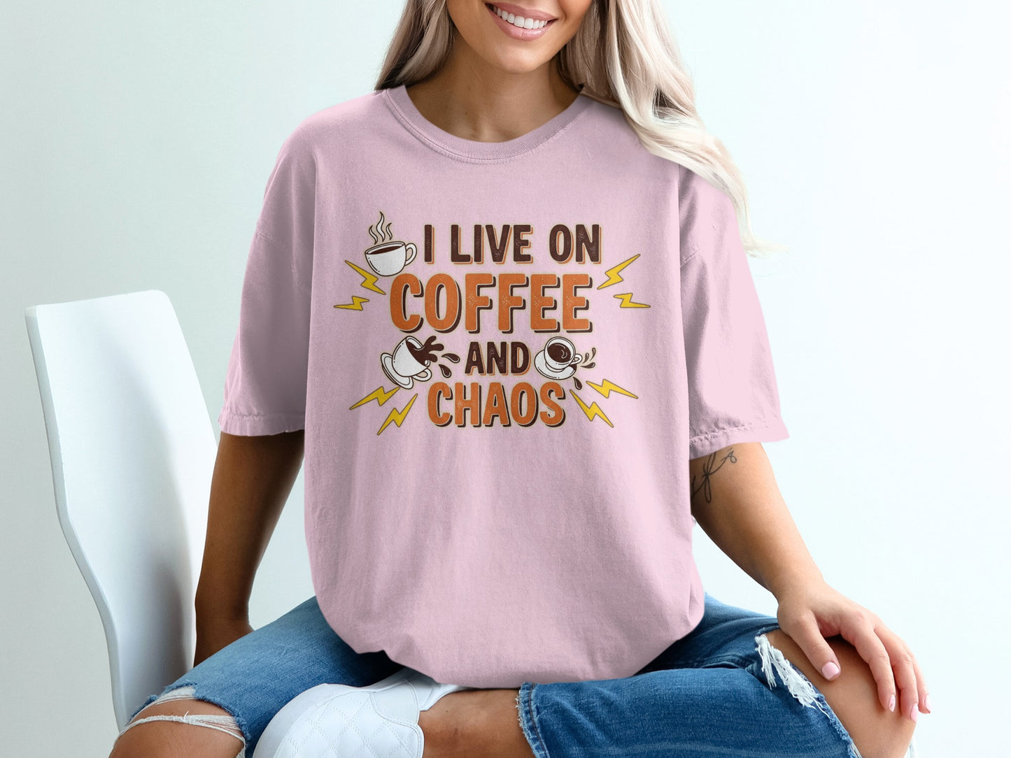 Blossom- I Live on Coffee and Chaos Statement T-Shirt