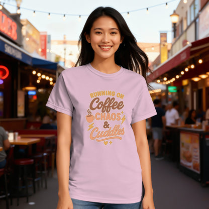 Blossom- Running on Coffee Chaos and Cuddles graphic tee