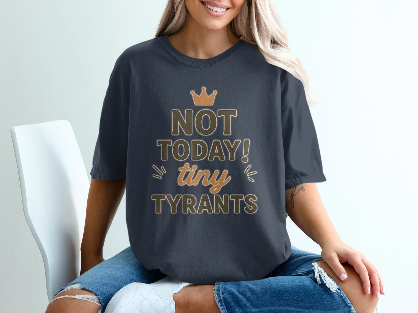 Navy- Not Today Tiny Tyrants Graphic Tee