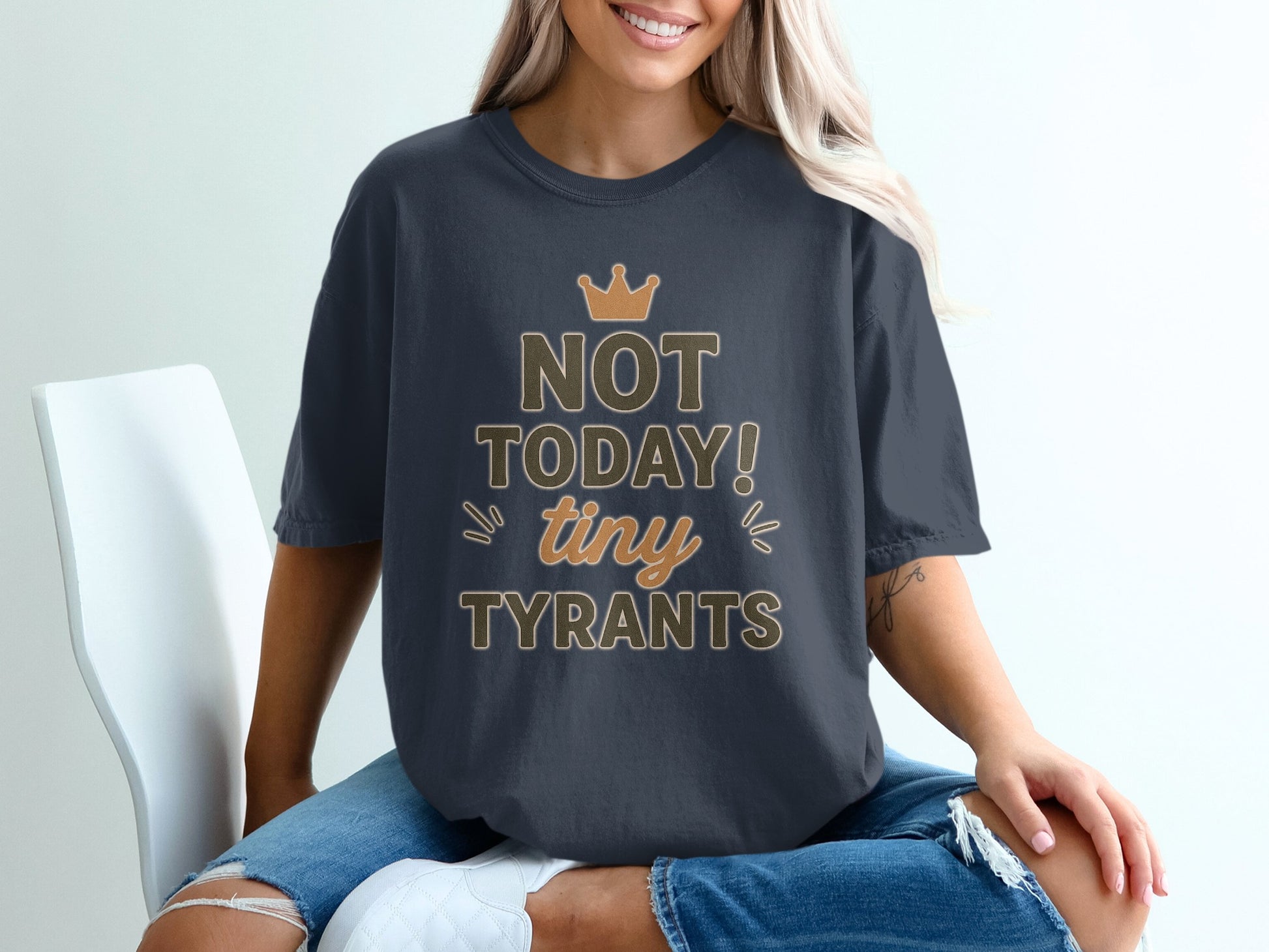Navy- Not Today Tiny Tyrants Graphic Tee