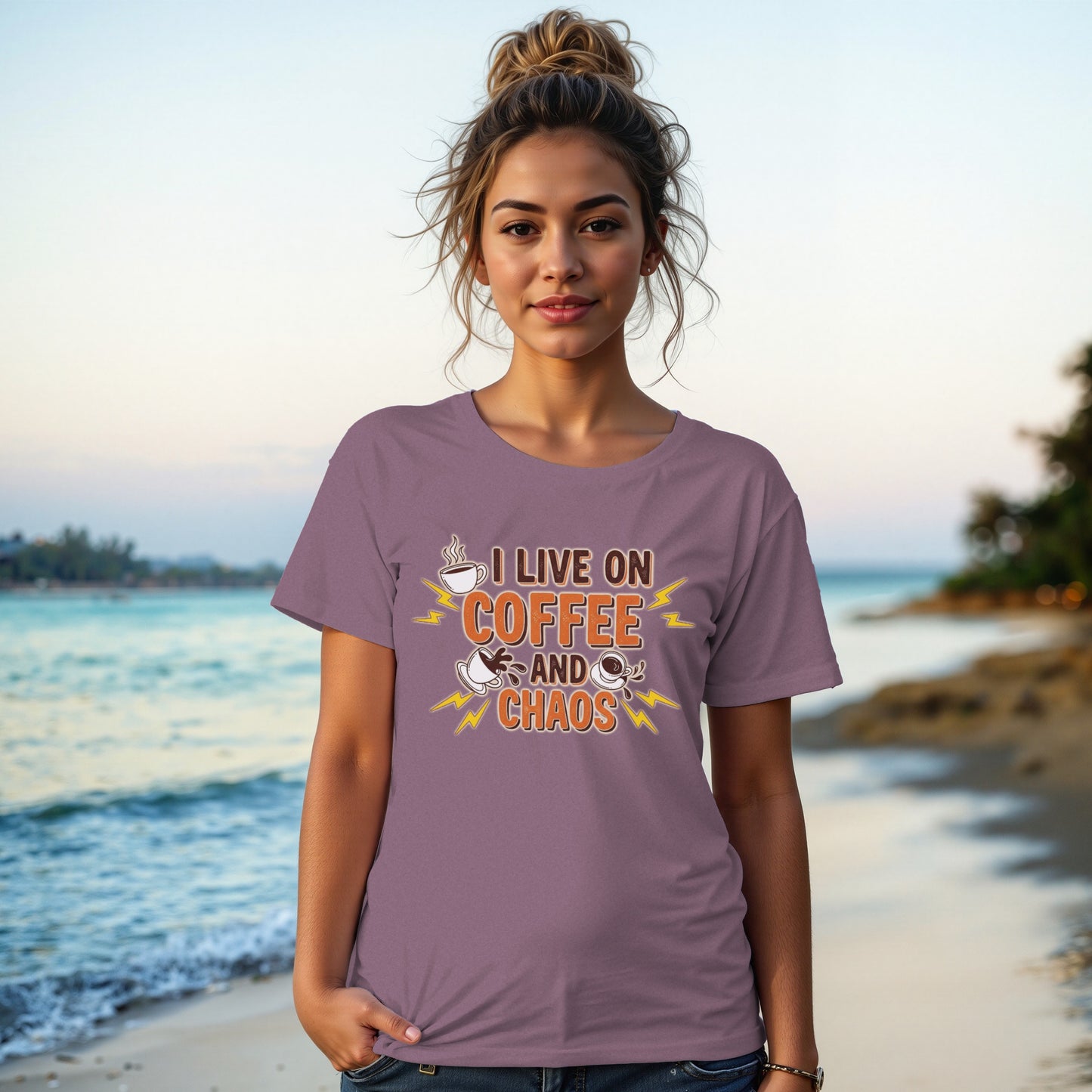 Berry- I Live On Coffee And Chaos Graphic T-Shirt
