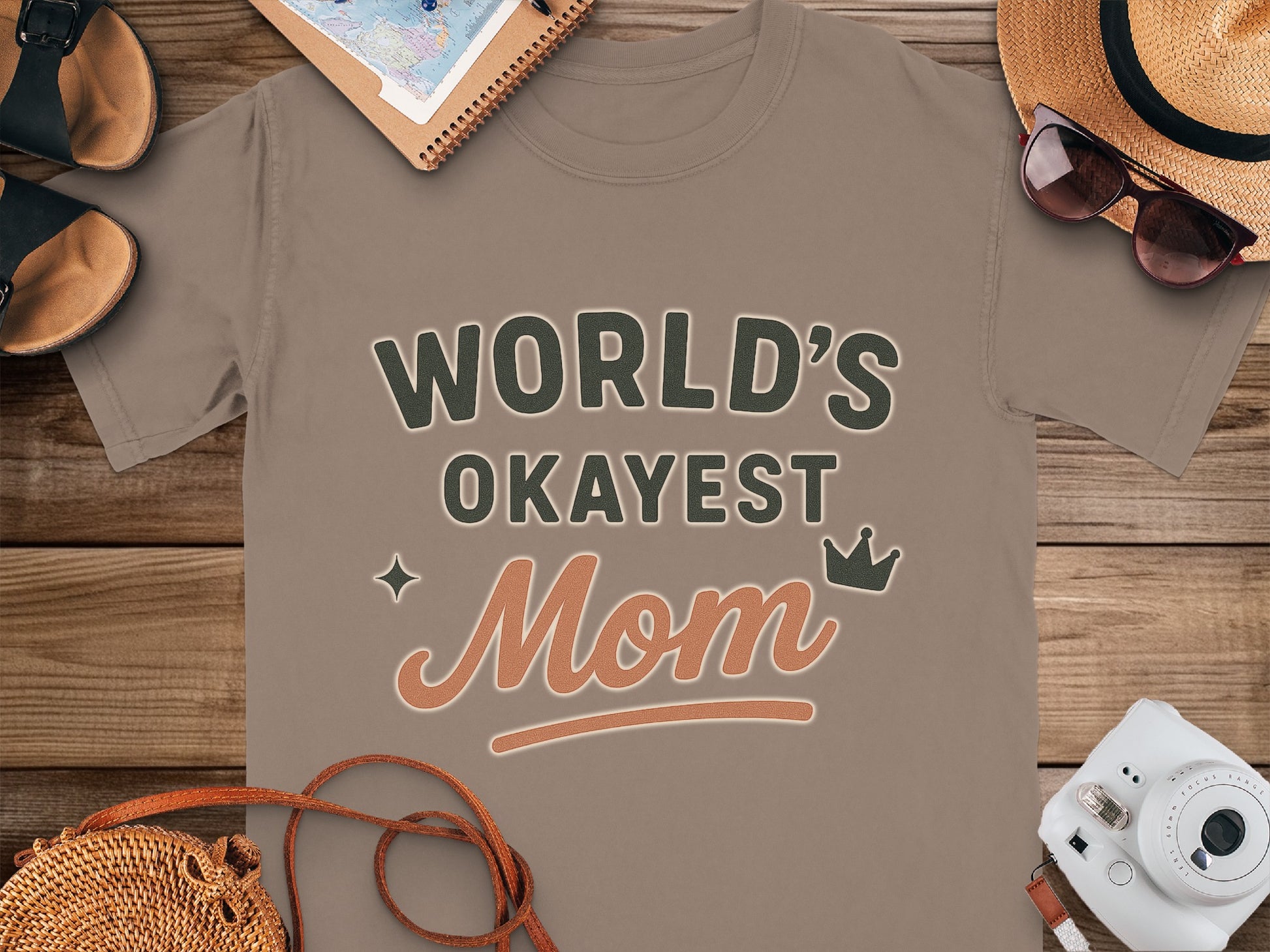 Espresso- World's Okayest Mom Graphic T-Shirt for Women