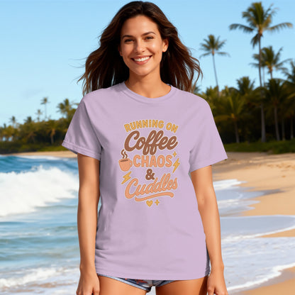 Orchid- Running on Coffee Chaos and Cuddles T-Shirt