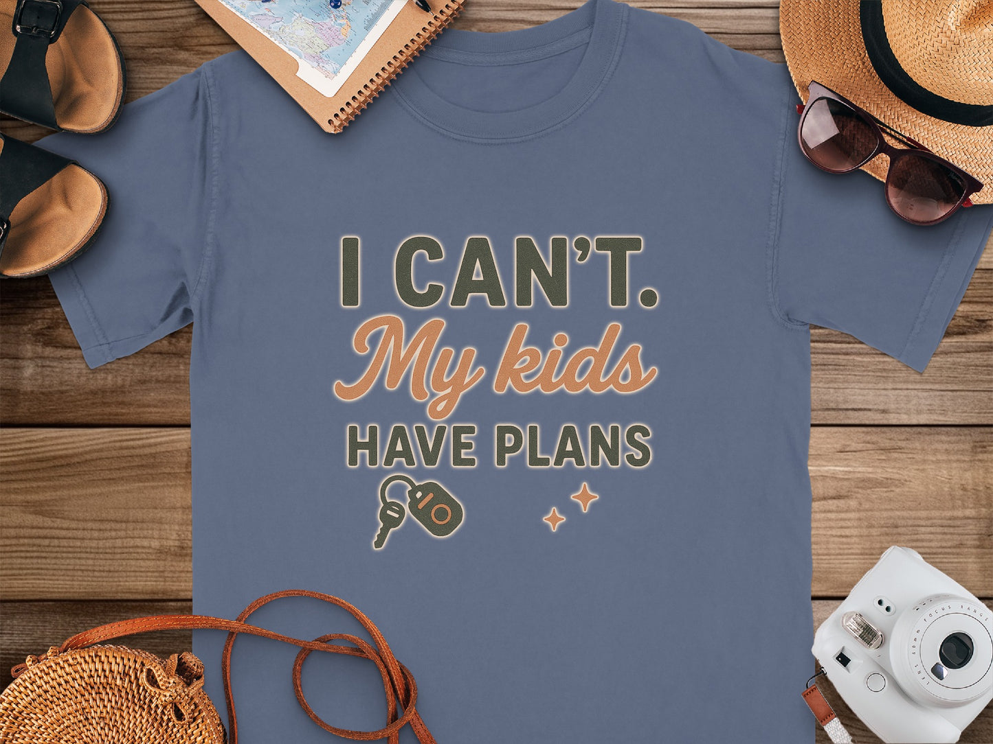China Blue- I Can't My Kids Have Plans Graphic T-shirt