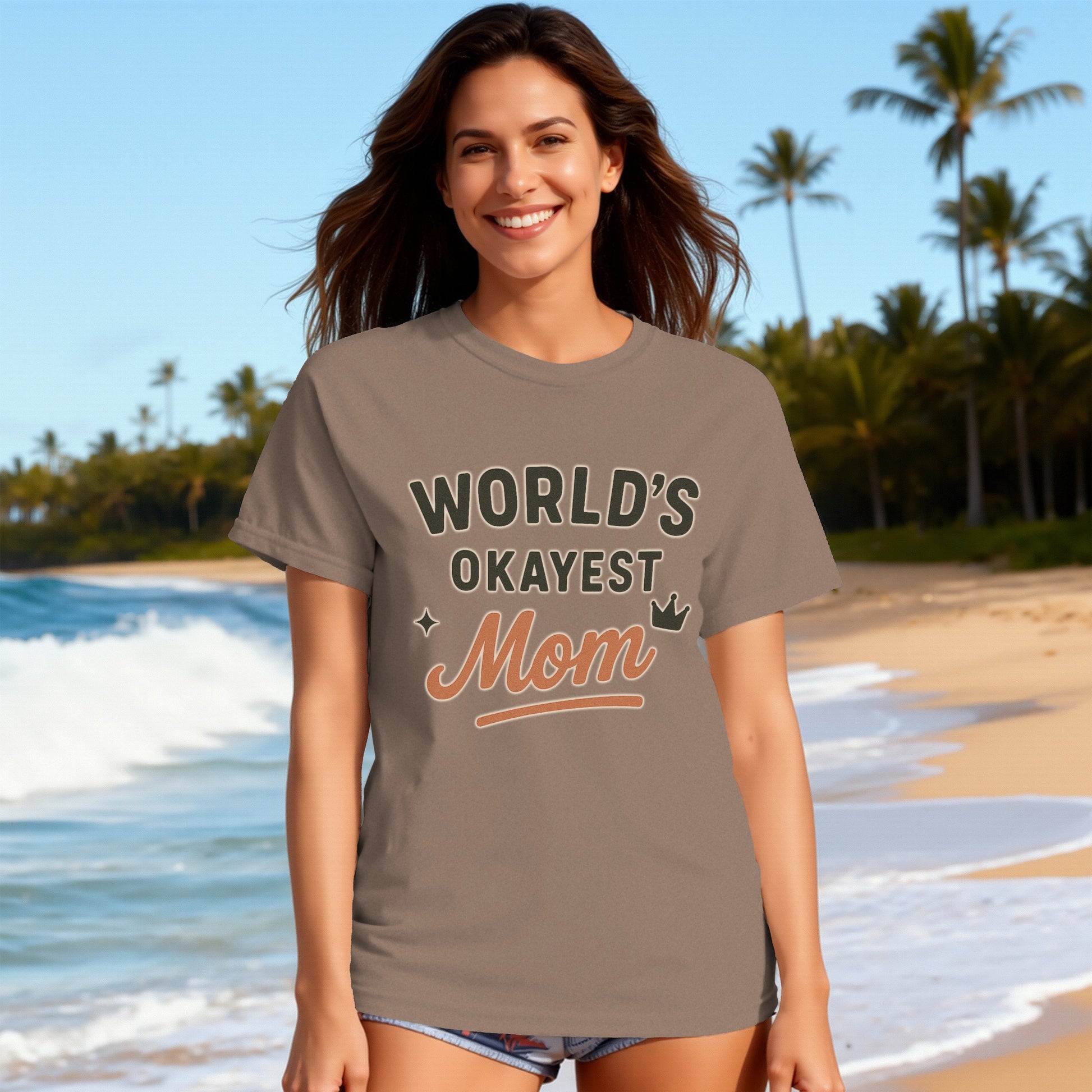Espresso- World's Okayest Mom Comfortable Casual Apparel