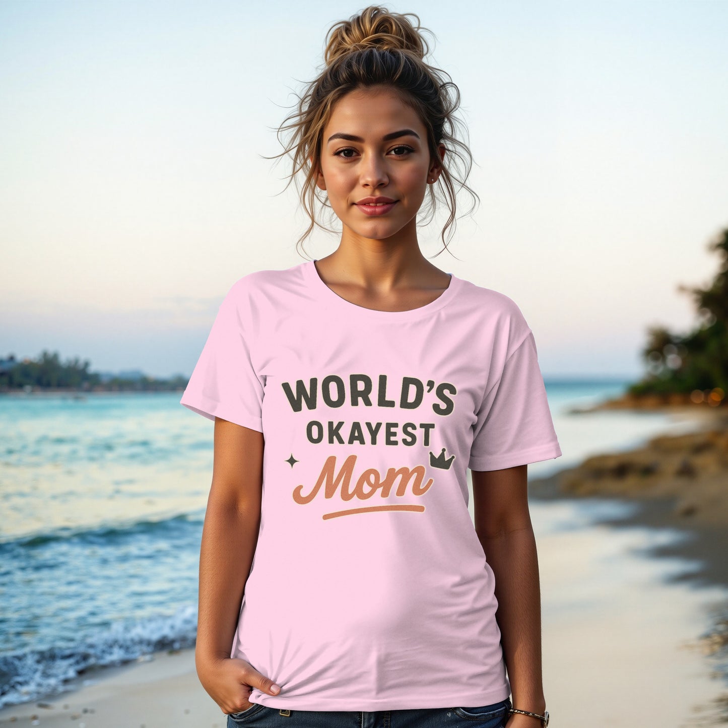 Blossom- World's Okayest Mom T-Shirt for Everyday Wear