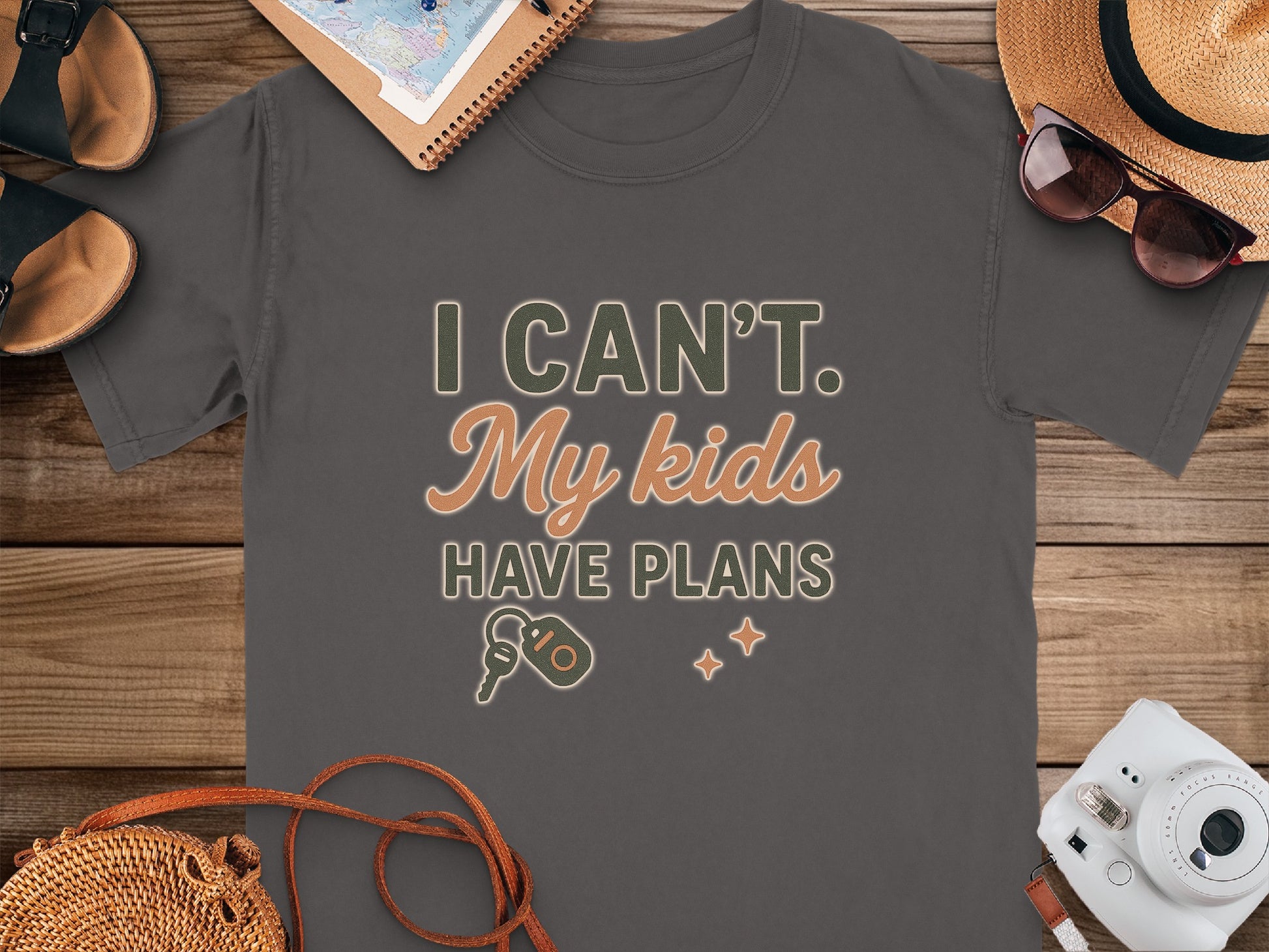 Graphite- I Can't My Kids Have Plans T-Shirt for Busy Parents