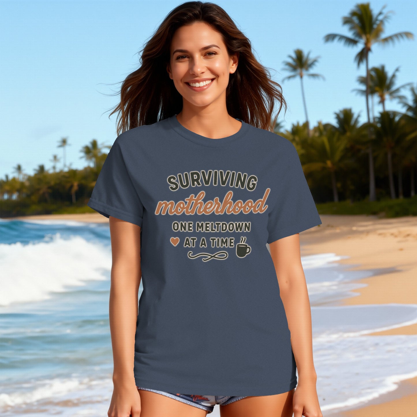 Navy- Surviving Motherhood One Meltdown at a Time Shirt