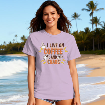 Orchid- I Live on Coffee and Chaos T-Shirt