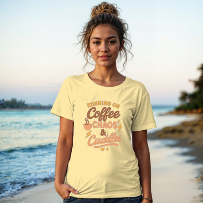 Butter- Running On Coffee Chaos and Cuddles T-shirt