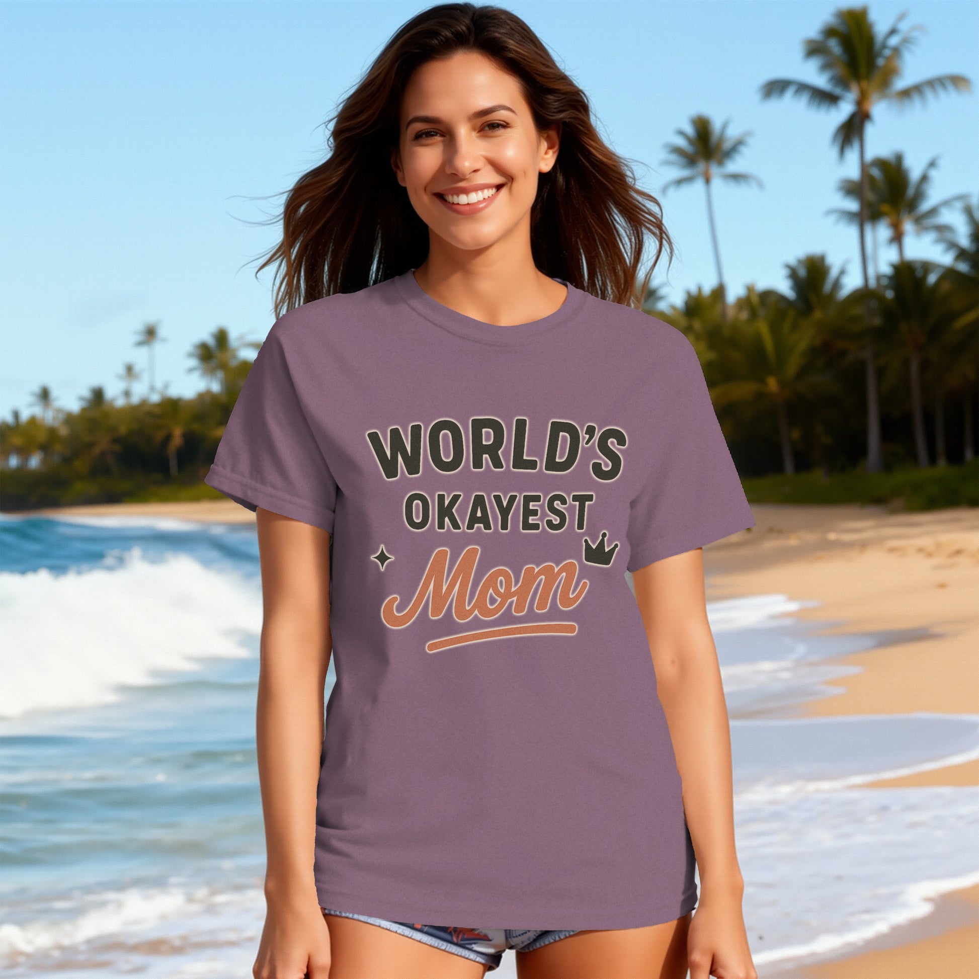 Berry- World's Okayest Mom T-shirt for Casual Wear