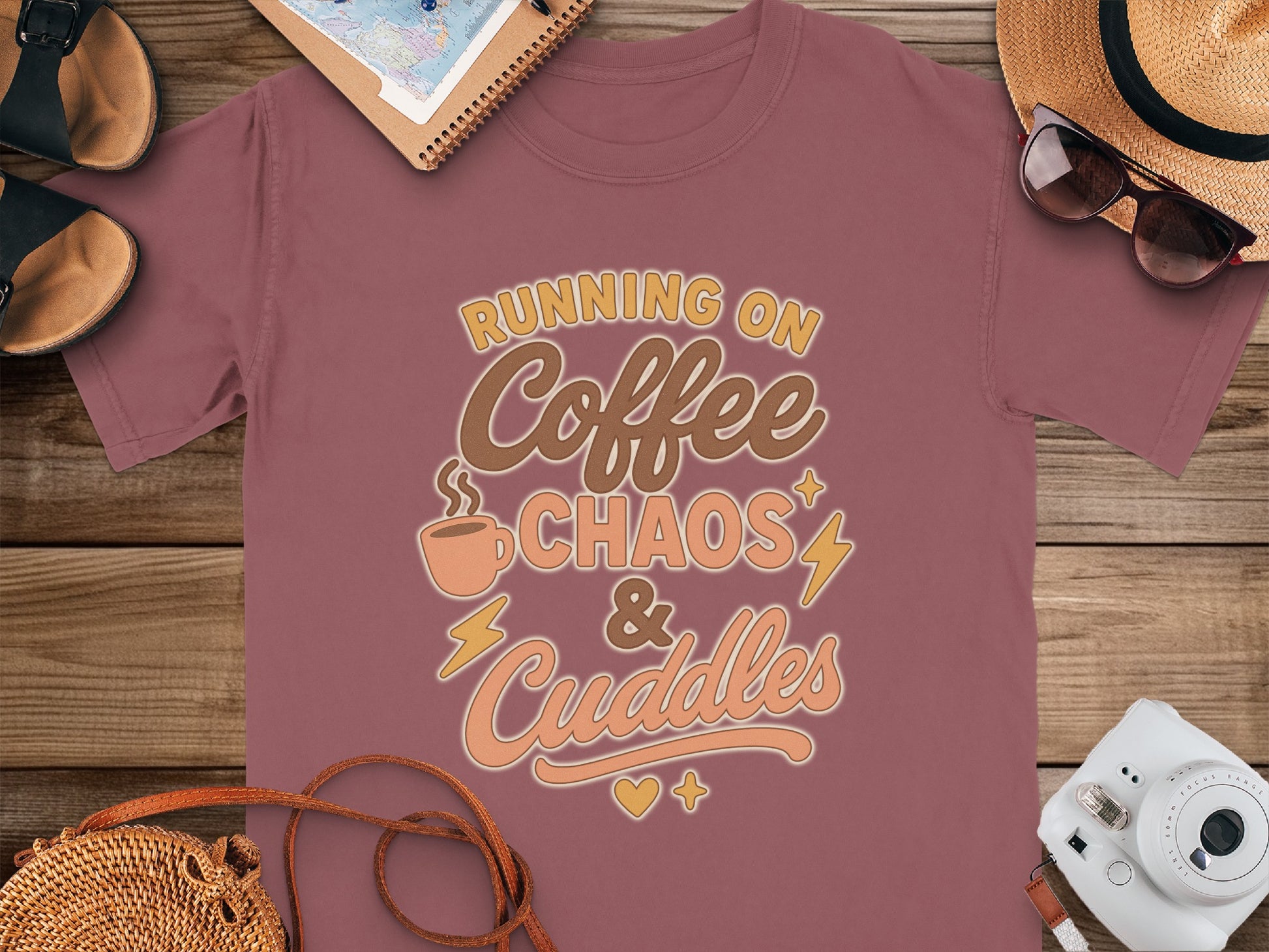 Chili- Running on Coffee Chaos and Cuddles T-shirt