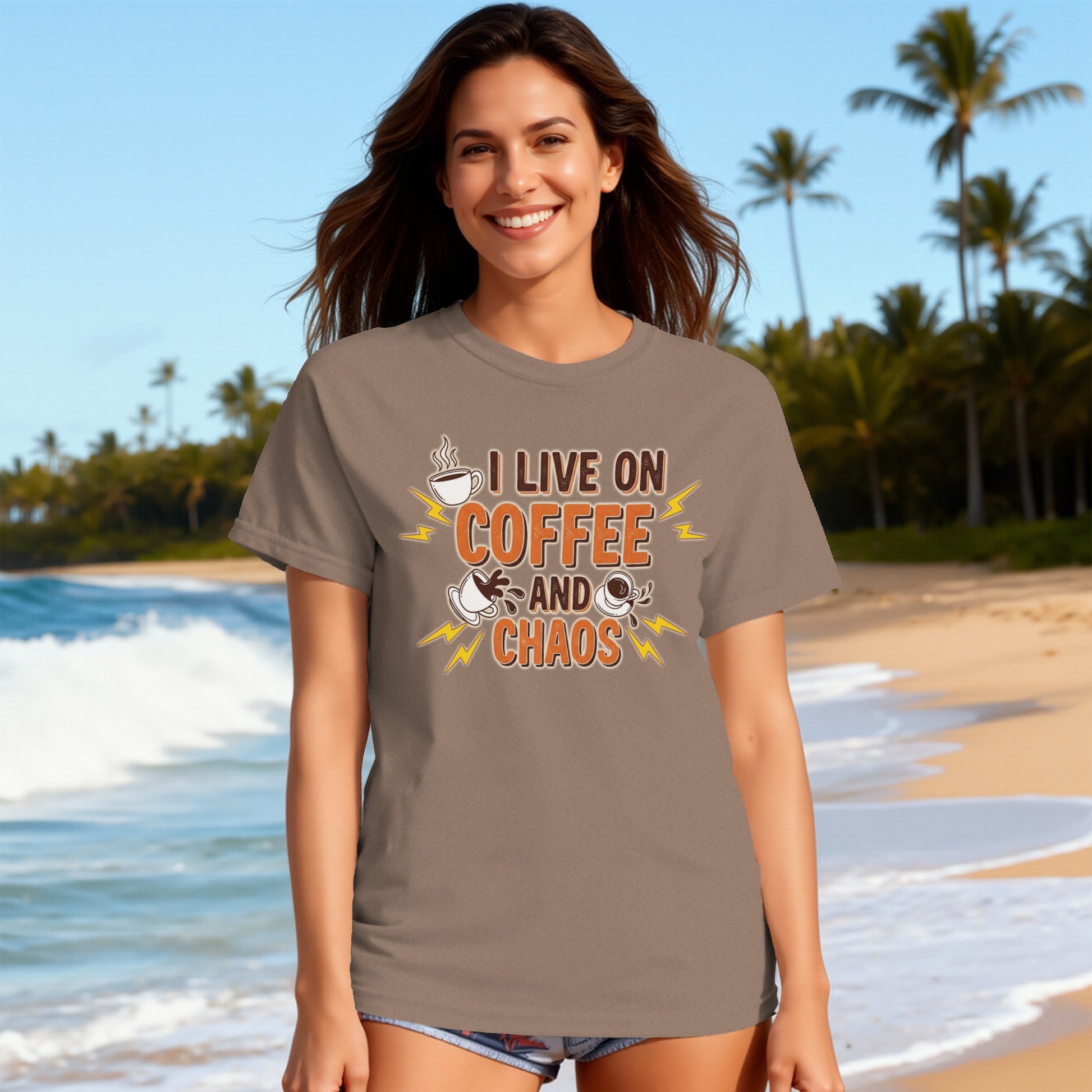 Espresso- I Live on Coffee and Chaos Statement Graphic Tee