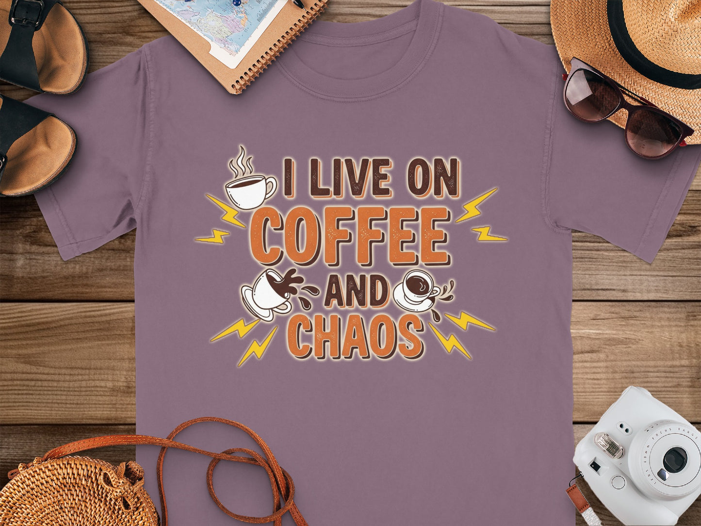 Berry- I Live On Coffee And Chaos Fun Graphic Tee product