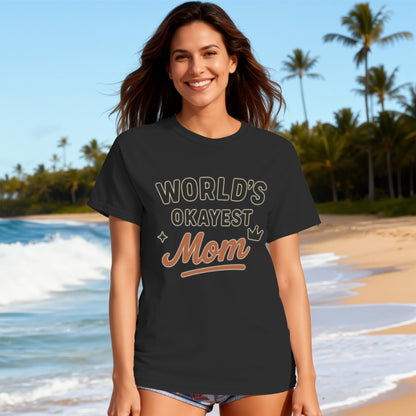 Black- World's Okayest Mom Graphic T-Shirt