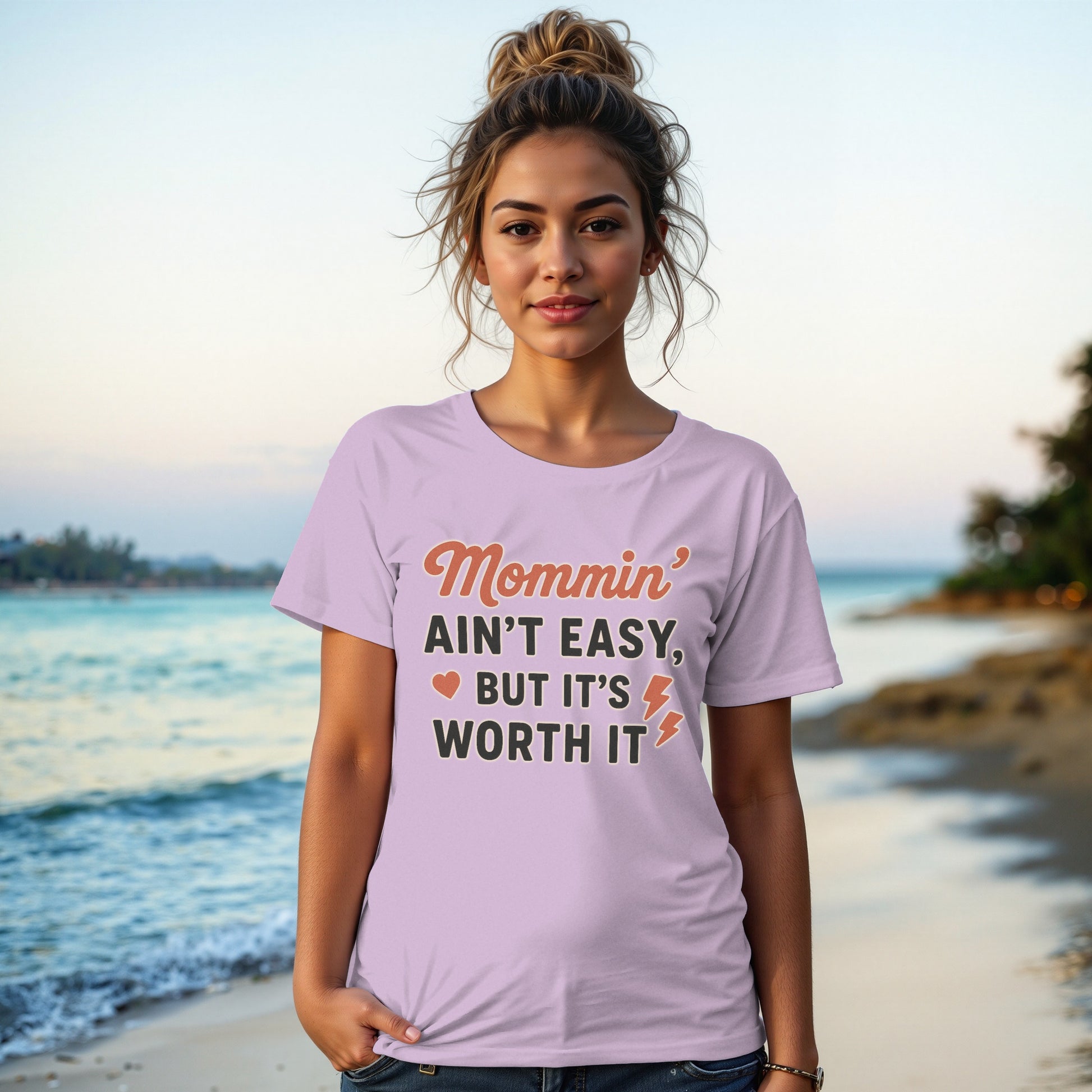 Orchid- Mommin' Ain't Easy But It's Worth It T-Shirt