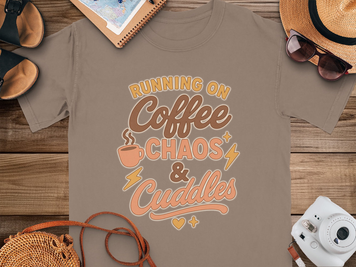 Espresso- Running On Coffee Chaos and Cuddles Graphic Tee
