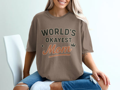 Espresso- World's Okayest Mom Graphic T-shirt Top