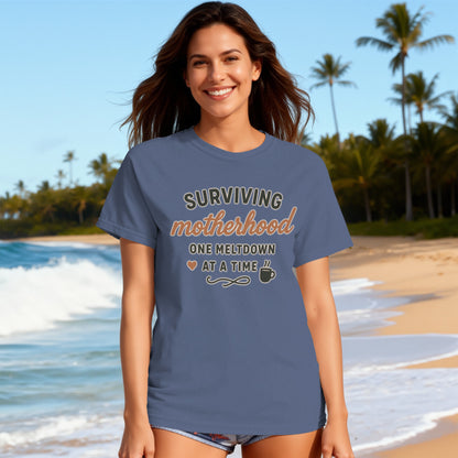 China Blue- Surviving Motherhood One Meltdown at a Time T-shirt