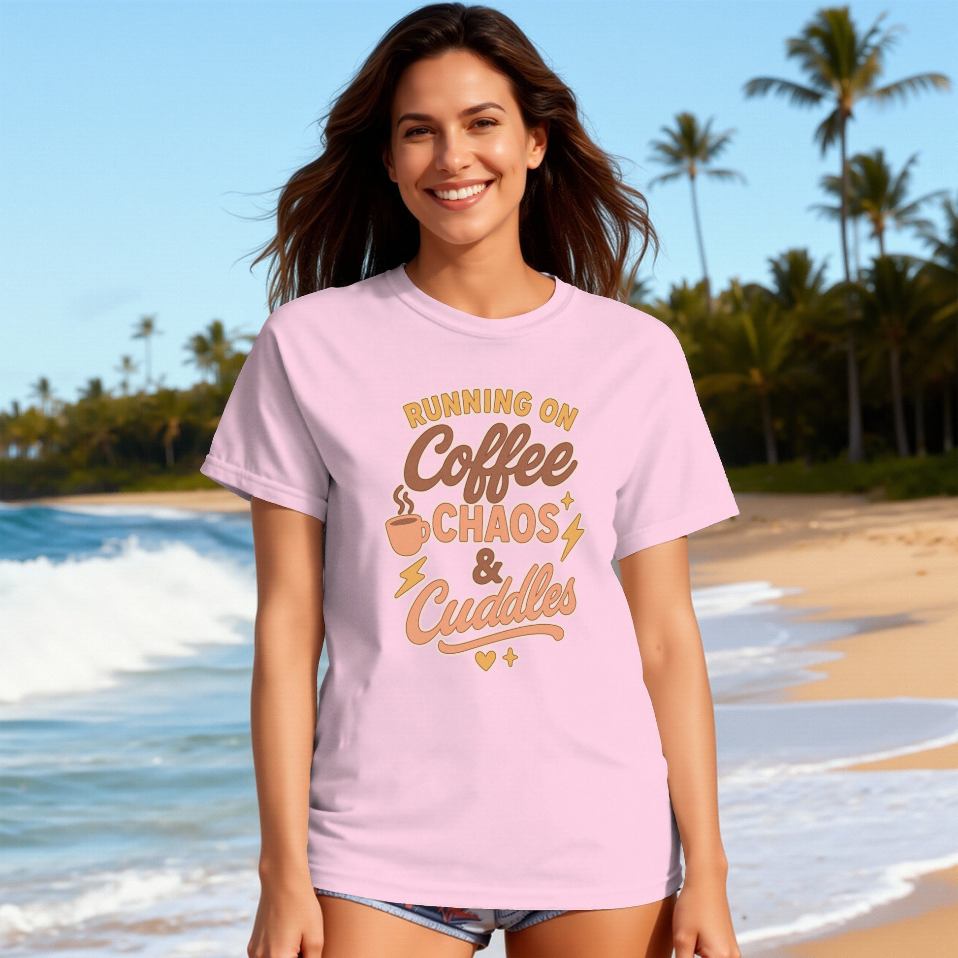 Blossom- Running on Coffee Chaos and Cuddles T-shirt