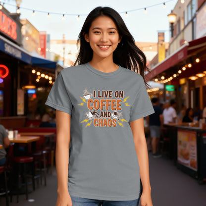 Granite- I Live On Coffee And Chaos Graphic Tee