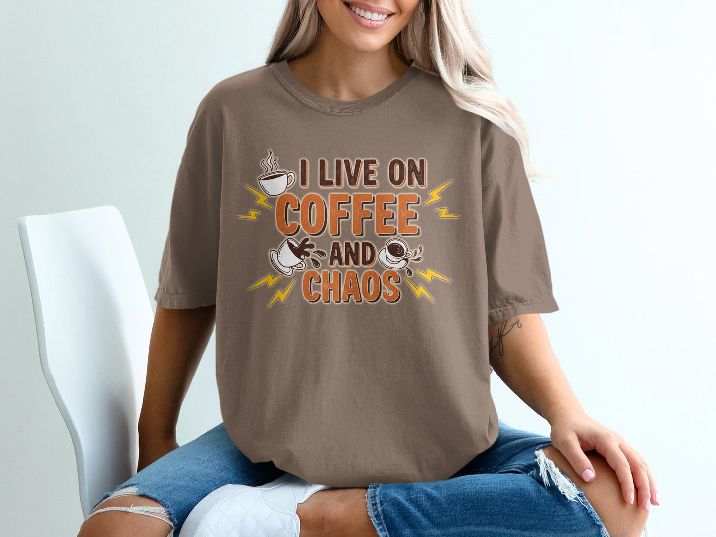 Espresso- I Live On Coffee And Chaos Graphic Tee Product