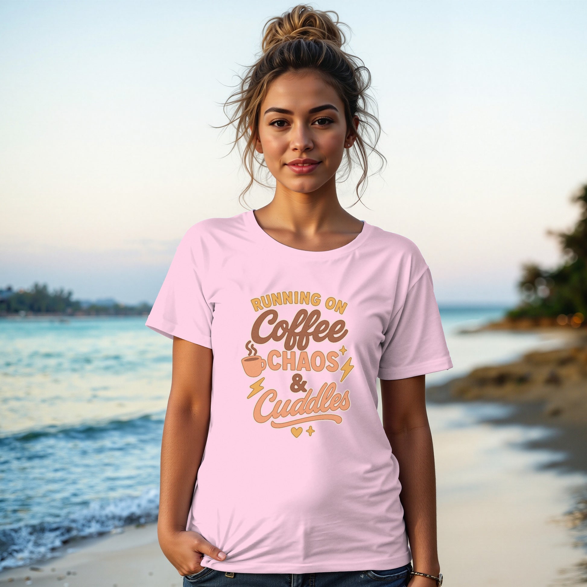 Blossom- Running on Coffee Chaos and Cuddles T-shirt