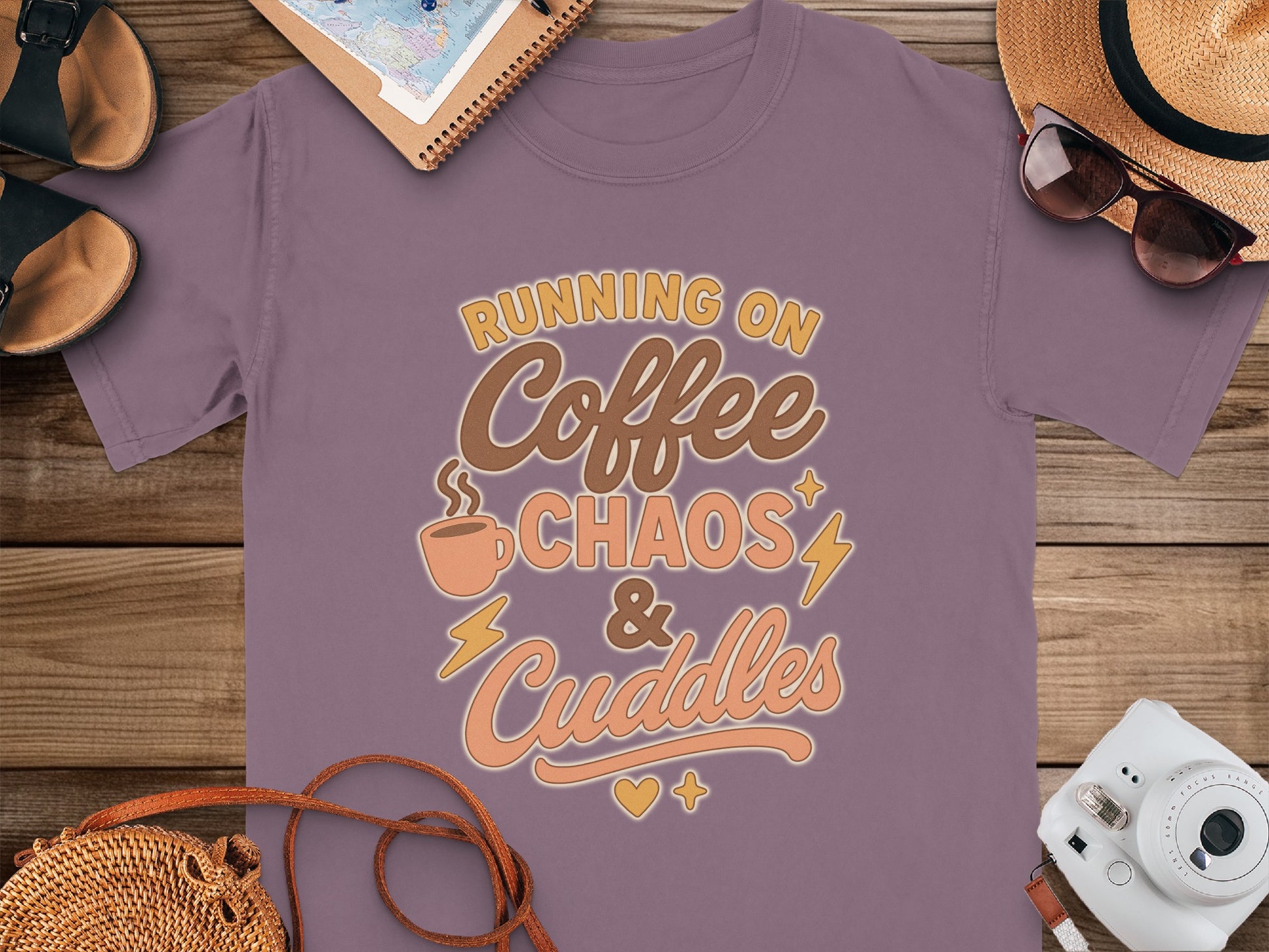 Berry- Running On Coffee Chaos and Cuddles T-shirt