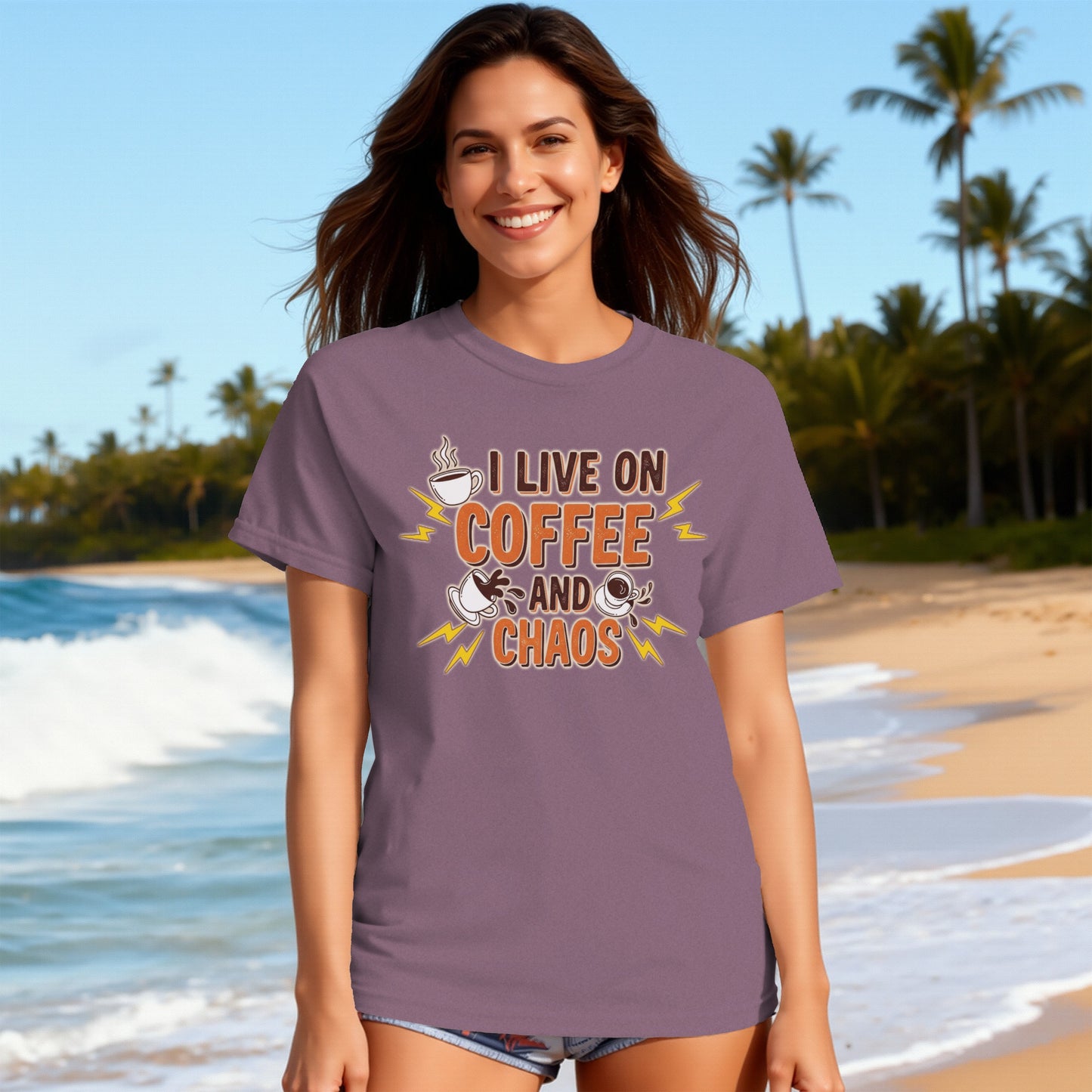 Berry- I Live on Coffee and Chaos Graphic T-Shirt