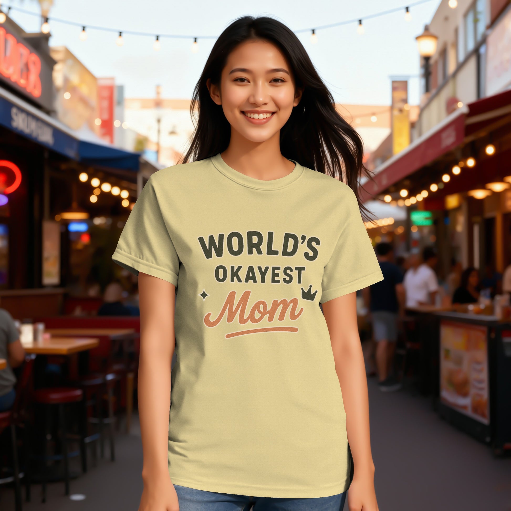 Butter- World's Okayest Mom Graphic Shirt Casual Apparel