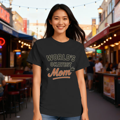Black- World's Okayest Mom Graphic Tee