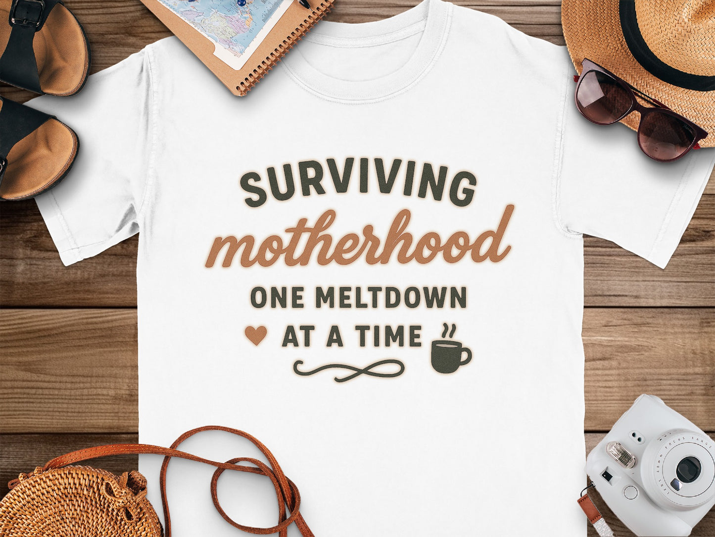 White- Surviving Motherhood One Meltdown at a Time Shirt