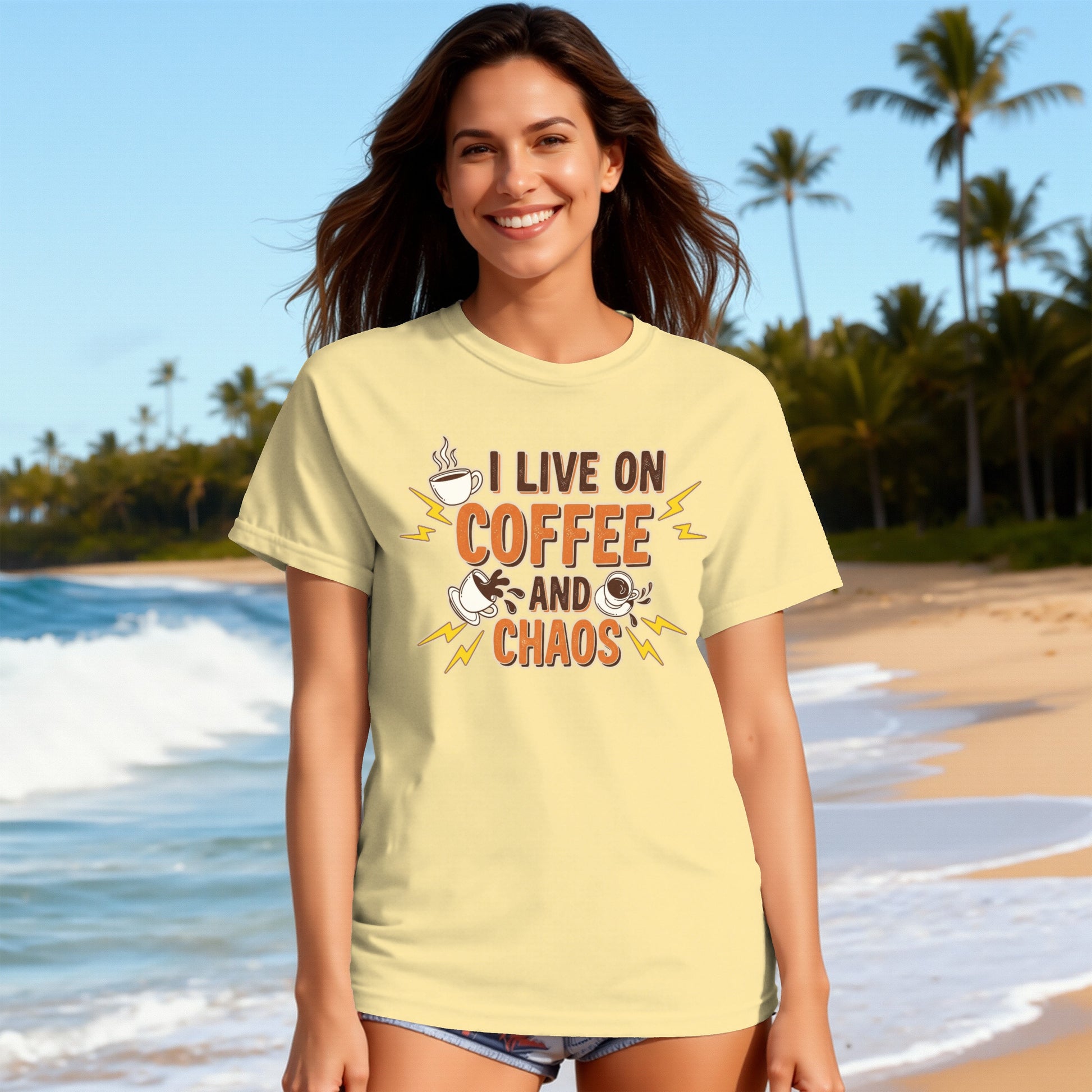Butter- I Live on Coffee and Chaos Graphic Tee product