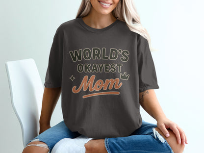 Graphite- World's Okayest Mom Graphic T-Shirt Product