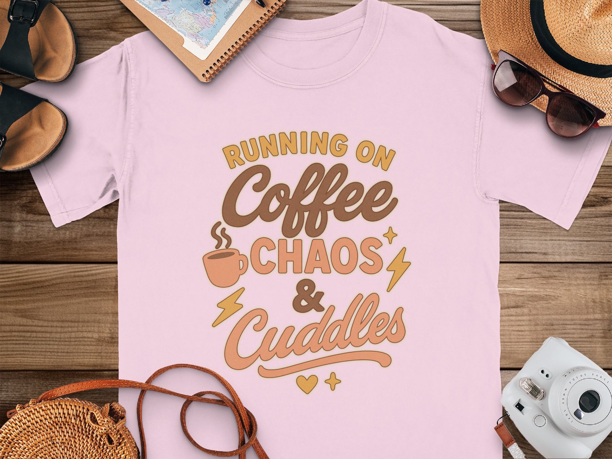 Blossom- Running on Coffee Chaos and Cuddles T-shirt