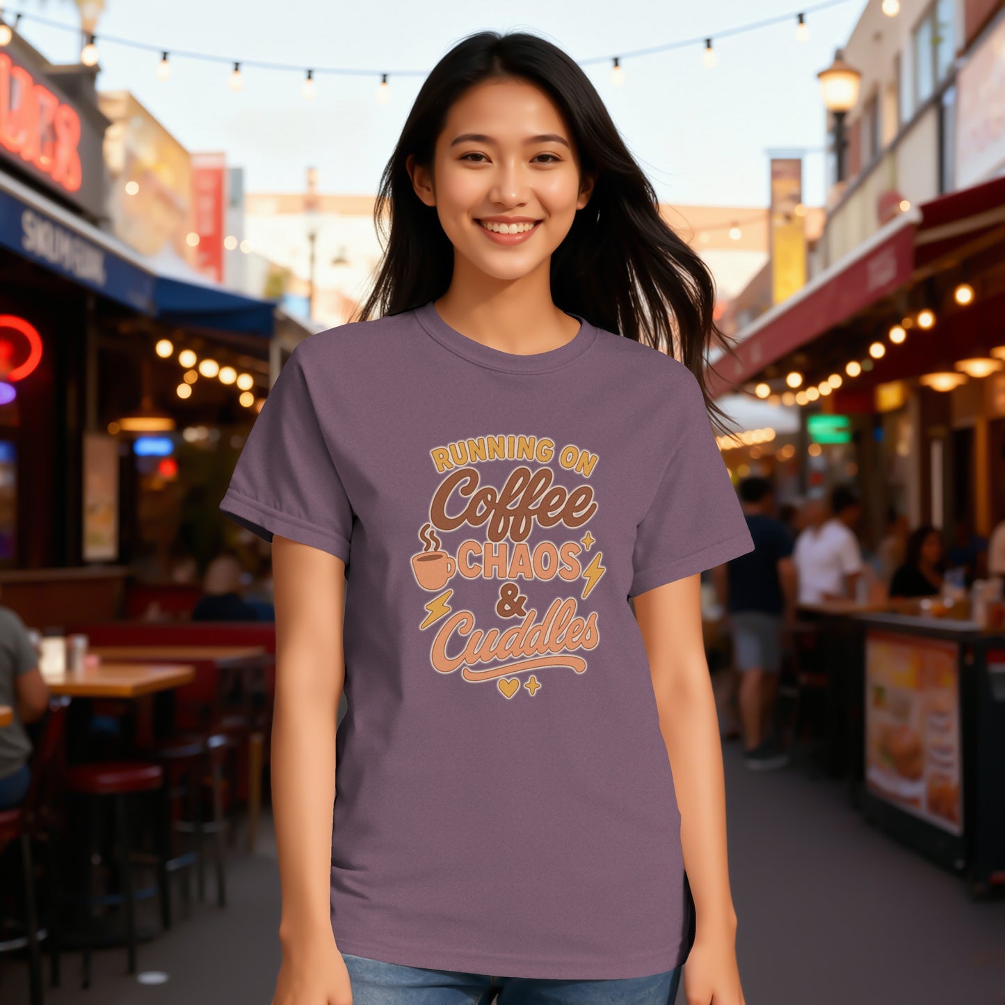Berry- Running On Coffee Chaos & Cuddles T-shirt