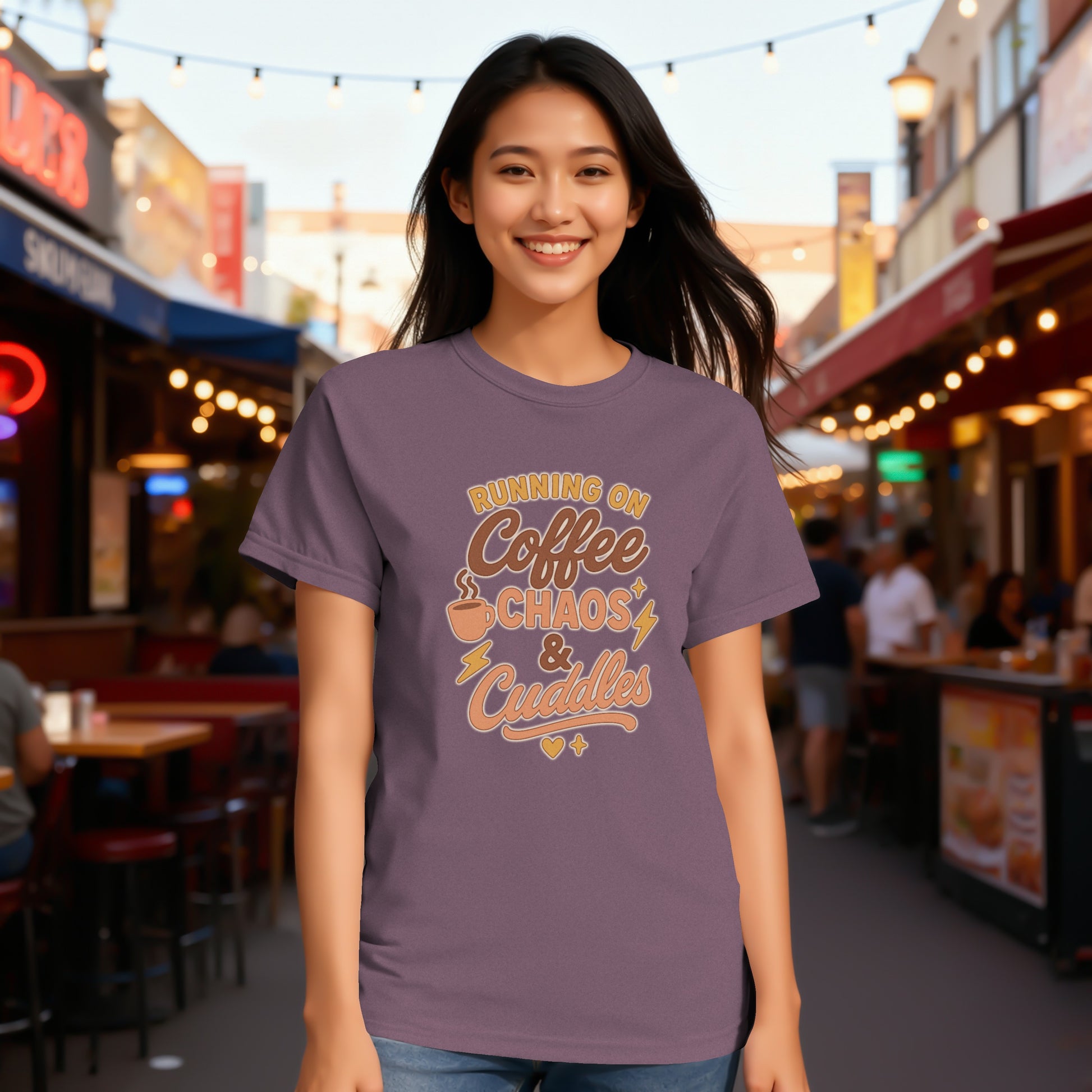 Berry- Running On Coffee Chaos & Cuddles T-shirt