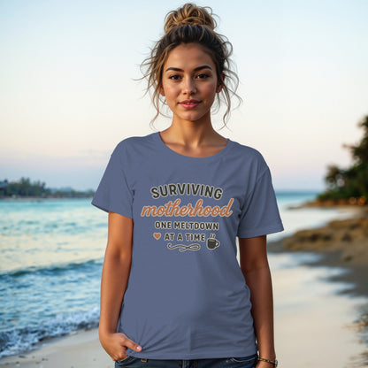 China Blue- Surviving Motherhood One Meltdown at a Time Shirt