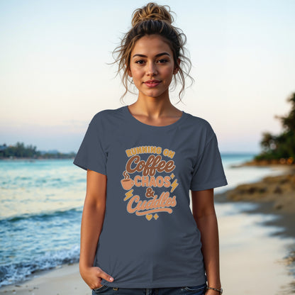 Navy- Running On Coffee Chaos & Cuddles Shirt