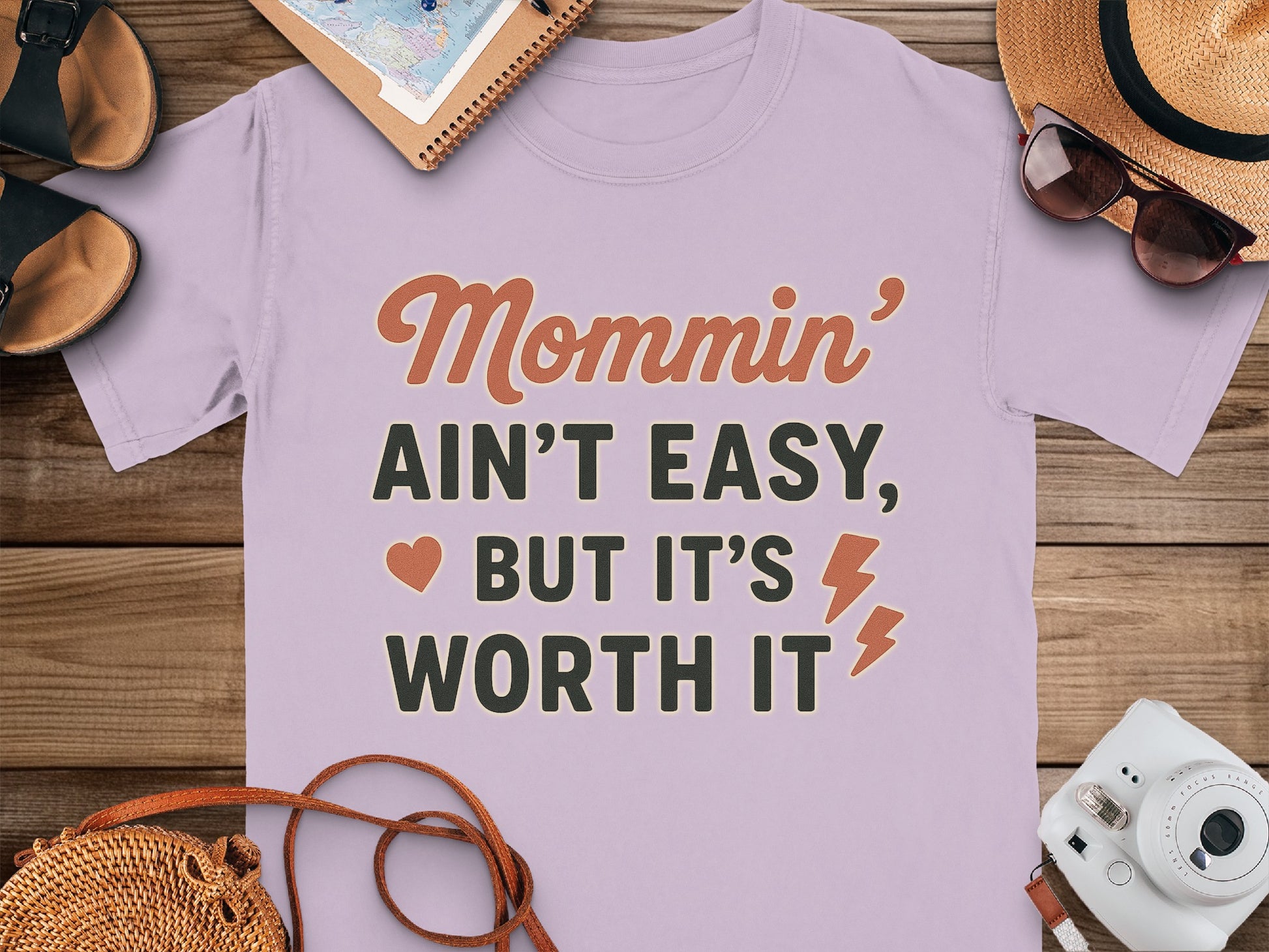 Orchid- Mommin Ain't Easy But It's Worth It T-Shirt