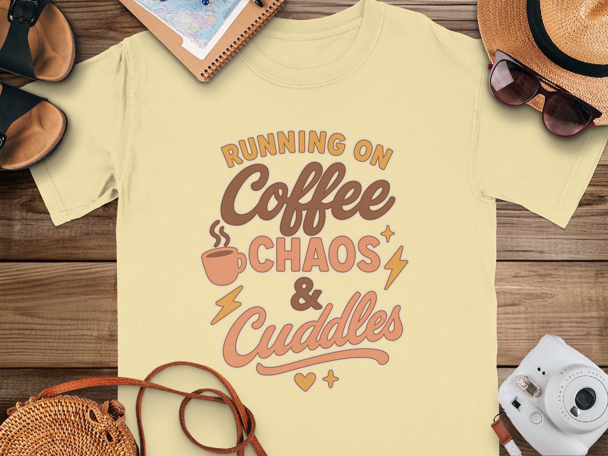 Butter- Running on Coffee Chaos and Cuddles T-shirt