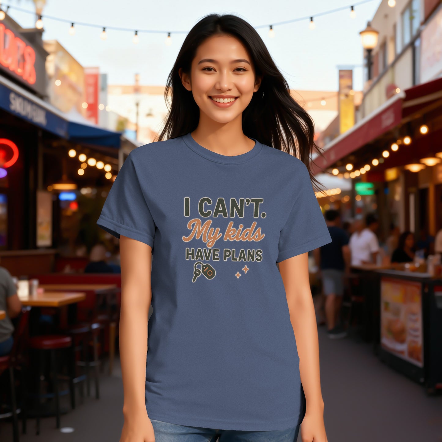 China Blue- I Can't My Kids Have Plans Graphic T-Shirt